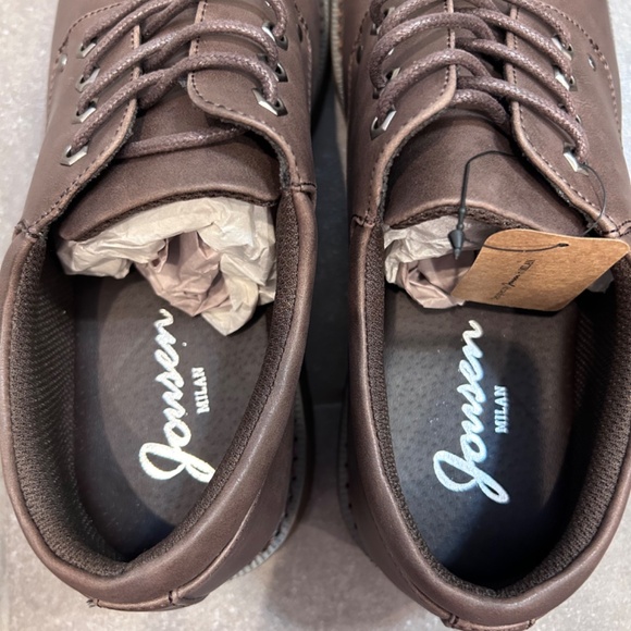 New Jousen Milan Men’s Size 10 Brown Leather Dress Shoes Work Event Fashion - Picture 4 of 7